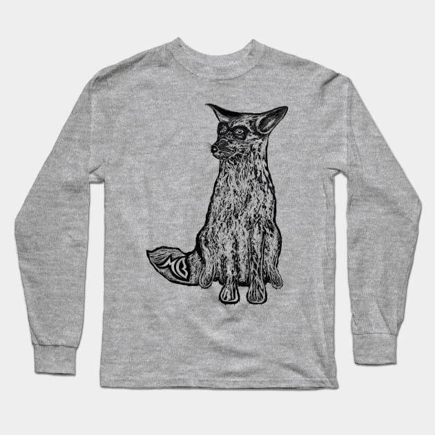 Hipster Coyote Black Long Sleeve T-Shirt by BrederWorks